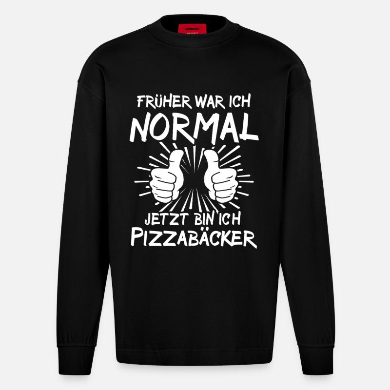 Pizzabäcker - Heavyweight Oversized Organic Langarmshirt Made in EU - SOLID BLACK