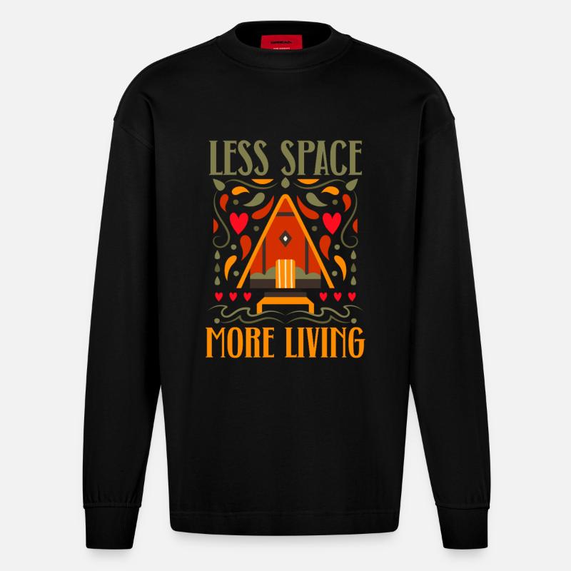 Tiny House Moins d’espace Plus vie - Manches longues bio épais oversize fabriqué en UE - SOLID BLACK