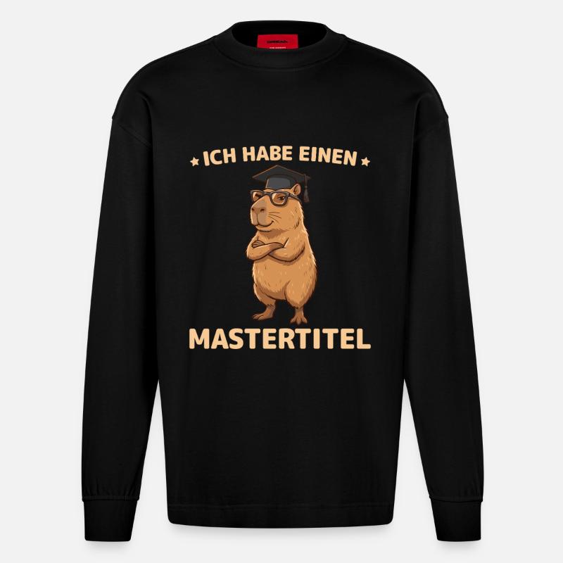 Master 2026 Capybara Bestandene Masterprüfung - Heavyweight Oversized Organic Langarmshirt Made in EU - SOLID BLACK