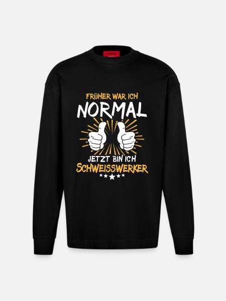 Welding Worker Saying - Heavyweight Oversized Organic Longsleeve Shirt Made in EU - SOLID BLACK