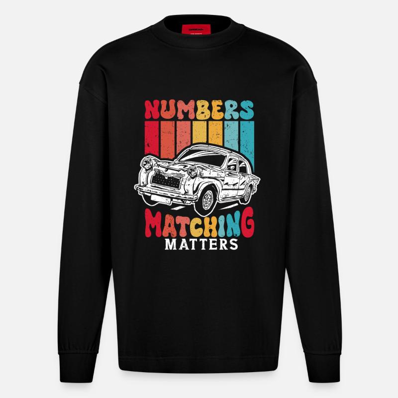 Auto Restauration Numbers Matching Matters - Heavyweight Oversized Organic Langarmshirt Made in EU - SOLID BLACK