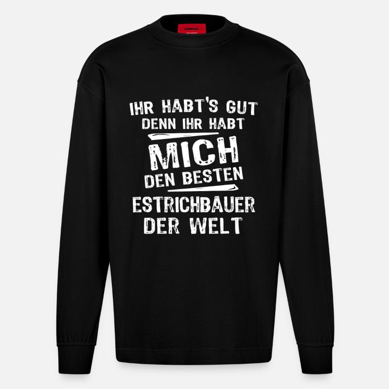 Estrichbauer - Heavyweight Oversized Organic Langarmshirt Made in EU - SOLID BLACK