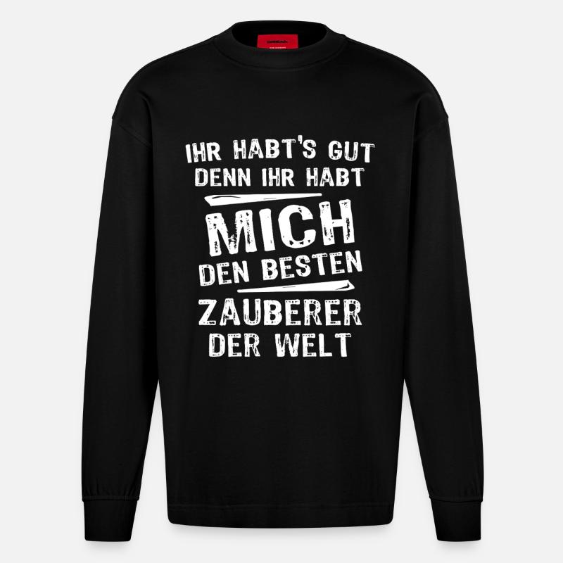 Zauberer - Heavyweight Oversized Organic Langarmshirt Made in EU - SOLID BLACK