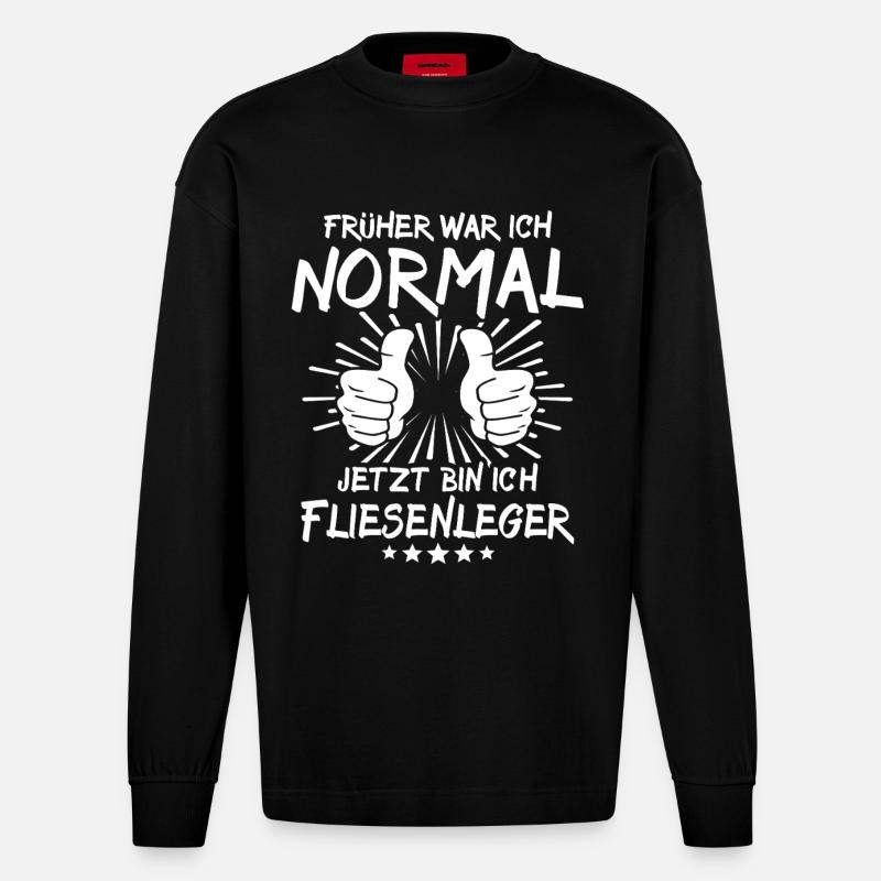 Fliesenleger - Heavyweight Oversized Organic Langarmshirt Made in EU - SOLID BLACK