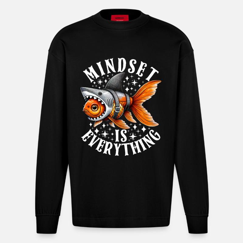 Mindset Is Everything Motivational Inspirational - Heavyweight Oversized Organic Langarmshirt Made in EU - SOLID BLACK