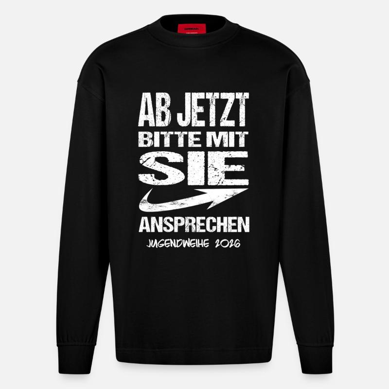 Jugendweihe - Jugendweihe 2026 - Heavyweight Oversized Organic Langarmshirt Made in EU - SOLID BLACK
