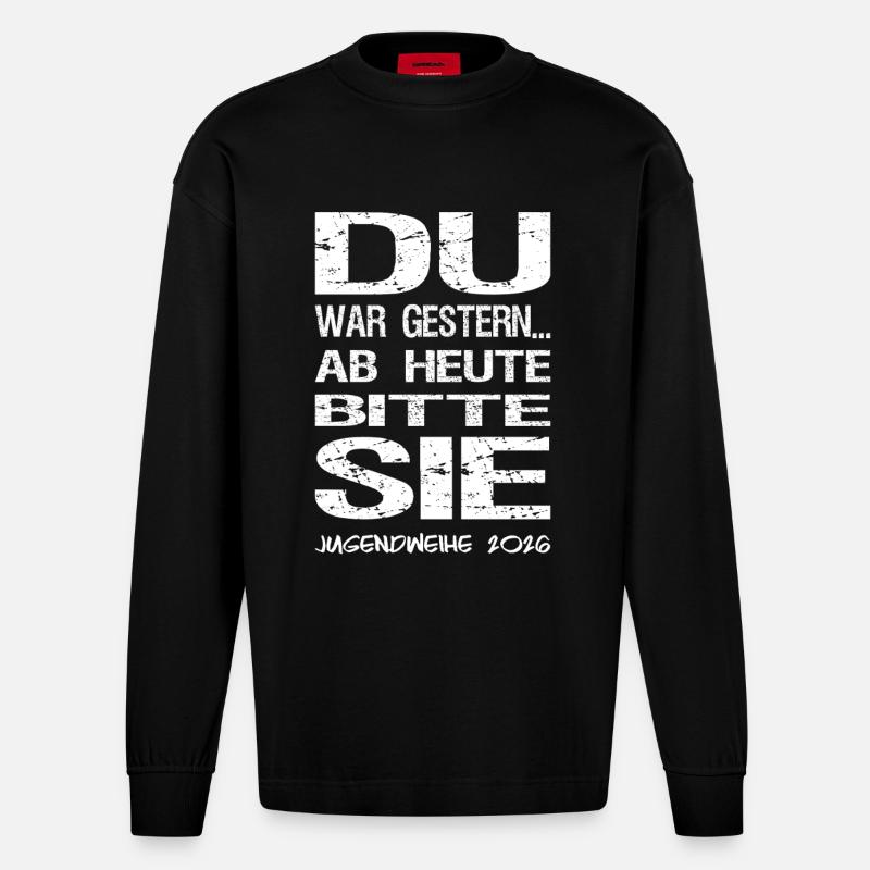 Jugendweihe - Jugendweihe 2026 - Heavyweight Oversized Organic Langarmshirt Made in EU - SOLID BLACK