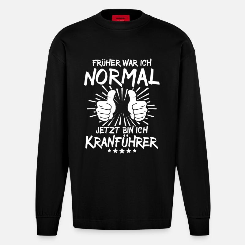 Kranführer - Heavyweight Oversized Organic Langarmshirt Made in EU - SOLID BLACK