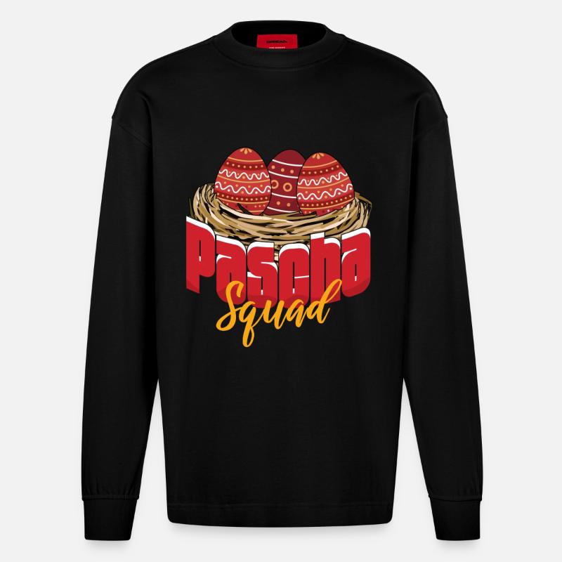 Påskegruppe Ortodoks påske Gresk påske - Heavyweight Oversized Organic langermet T-skjorte produsert i EU - SOLID BLACK