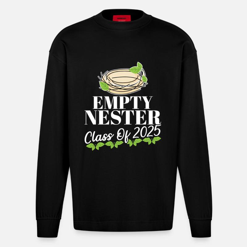 Empty-Nest-Syndrom Sohn Highschool-Absolvent Leer - Heavyweight Oversized Organic Langarmshirt Made in EU - SOLID BLACK