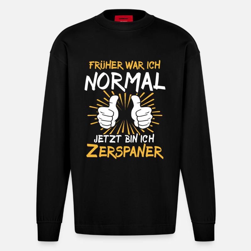 Zerspaner Spruch - Heavyweight Oversized Organic Langarmshirt Made in EU - SOLID BLACK