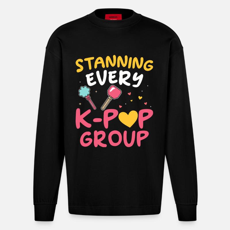 Stanning Jede K-pop-gruppe - Heavyweight Oversized Organic Langarmshirt Made in EU - SOLID BLACK