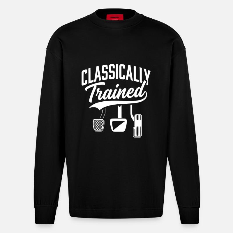 Classically Trained with Dimmer Manual Car  - Heavyweight Oversized Organic Langarmshirt Made in EU - SOLID BLACK
