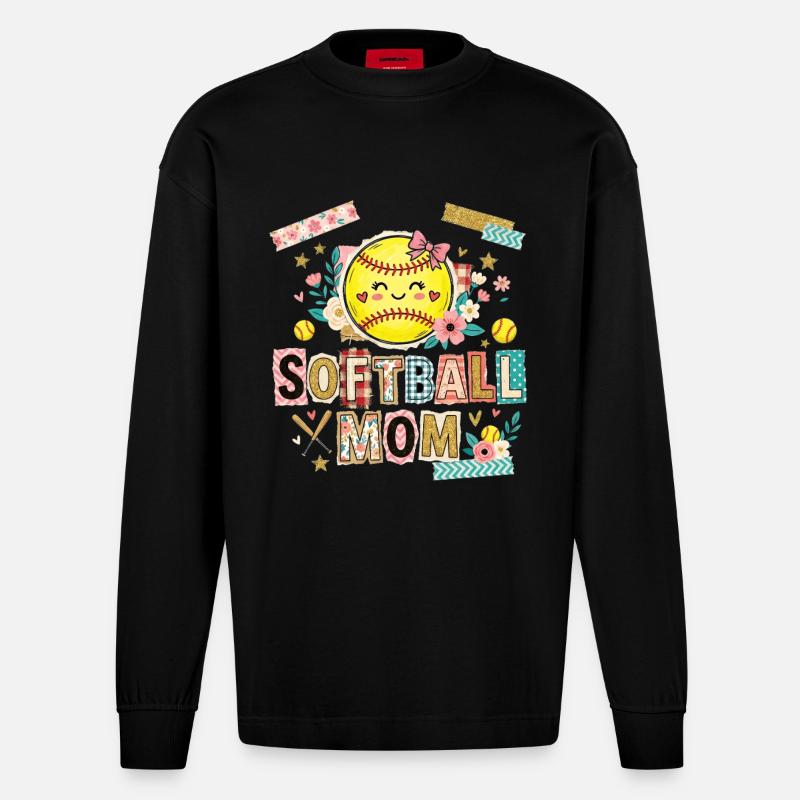 Lösegeldbrief Softball-Mama Mutter - Heavyweight Oversized Organic Langarmshirt Made in EU - SOLID BLACK
