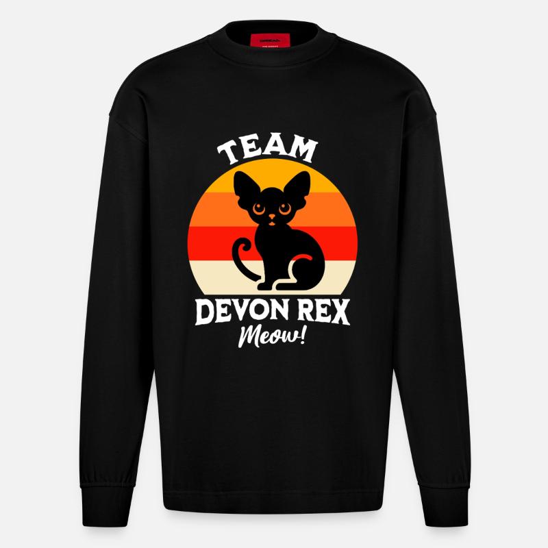 Équipe Devon Rex - Manches longues bio épais oversize fabriqué en UE - SOLID BLACK