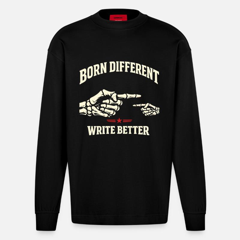 Born Different - Heavyweight Oversized Organic Langarmshirt Made in EU - SOLID BLACK