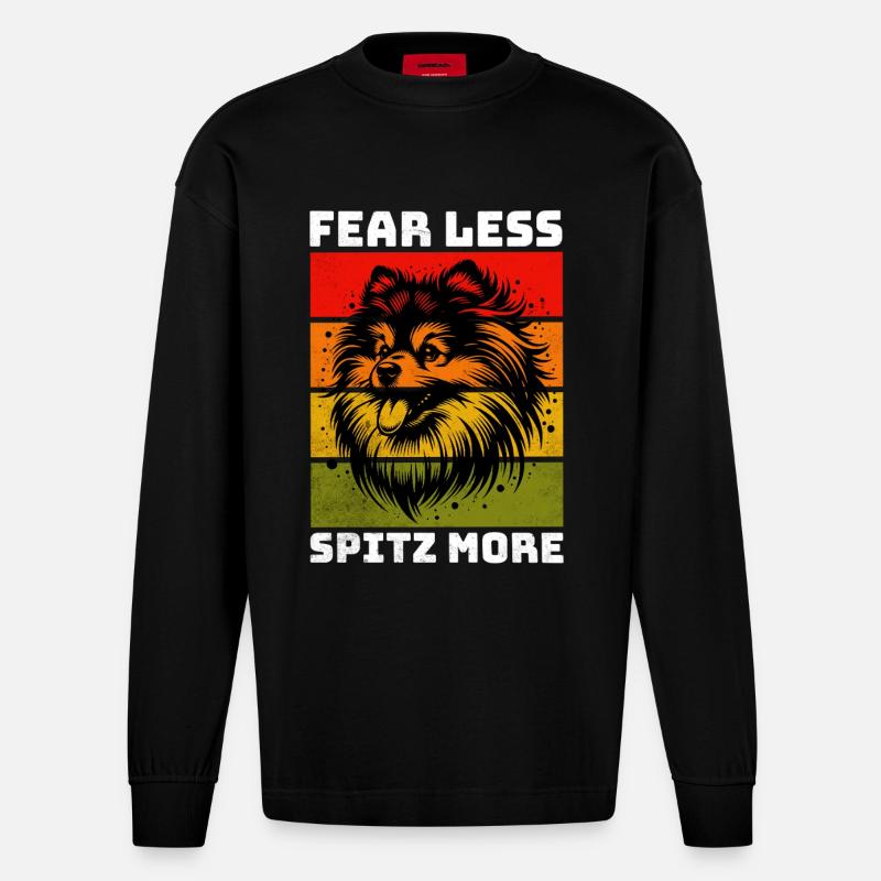 Spitz allemand Spitz Spitz nain - Manches longues bio épais oversize fabriqué en UE - SOLID BLACK