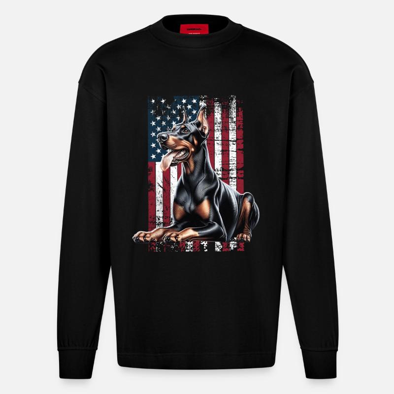 Doberman US Dobermann - Manches longues bio épais oversize fabriqué en UE - SOLID BLACK