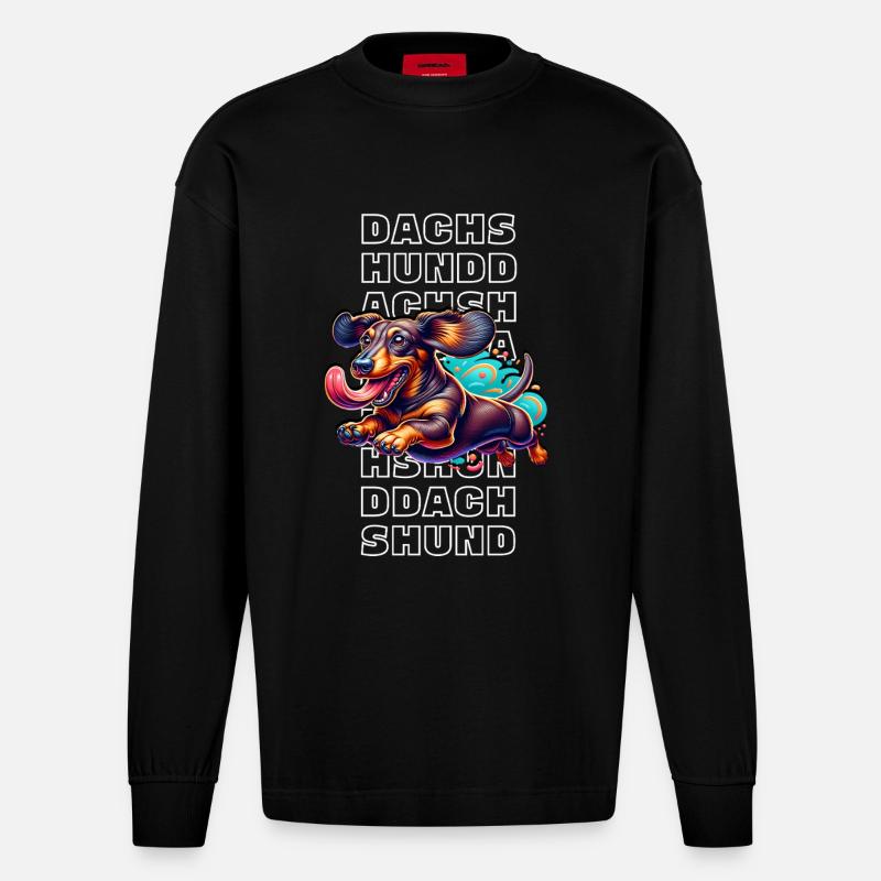 teckel - Manches longues bio épais oversize fabriqué en UE - SOLID BLACK
