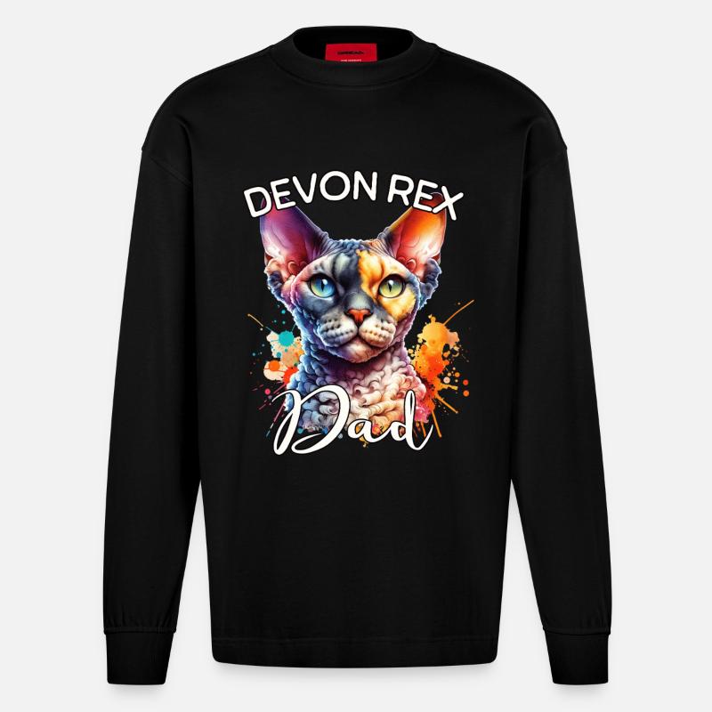 Papa Devon Rex - Manches longues bio épais oversize fabriqué en UE - SOLID BLACK