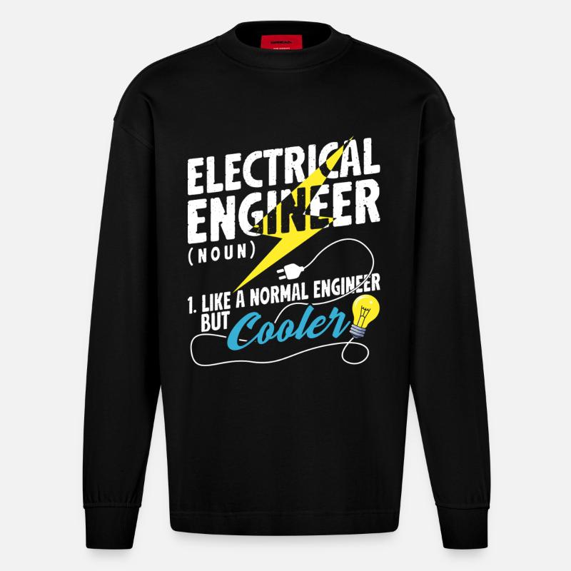 Electrical Engineer Definition Cool Funny - Heavyweight Oversized Organic Longsleeve Shirt Made in EU - SOLID BLACK