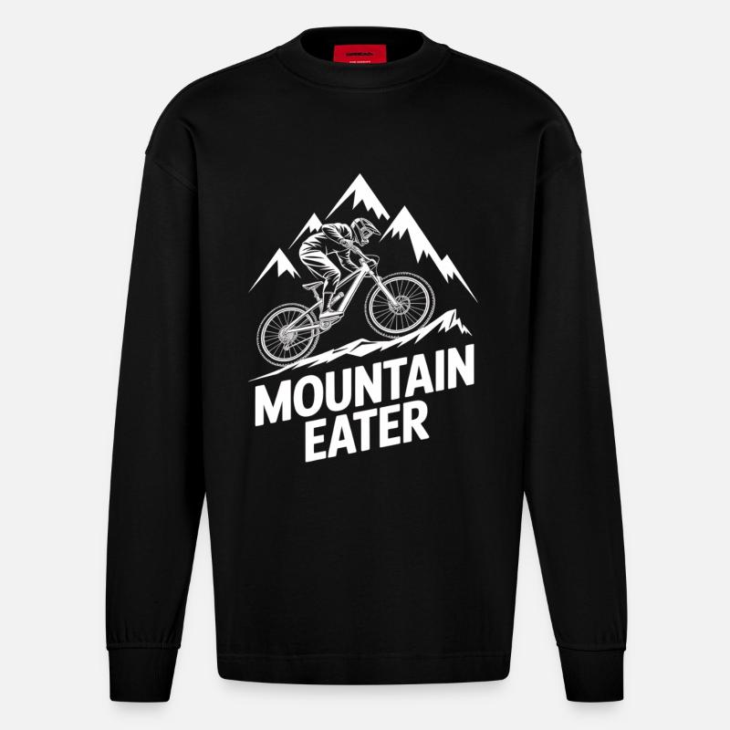 VTT, Descente, Action du cyclisme - Manches longues bio épais oversize fabriqué en UE - SOLID BLACK