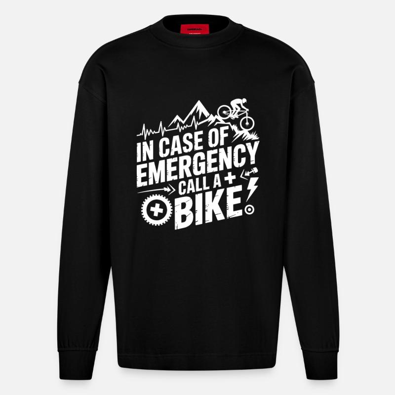 VTT, Descente, Action du cyclisme - Manches longues bio épais oversize fabriqué en UE - SOLID BLACK