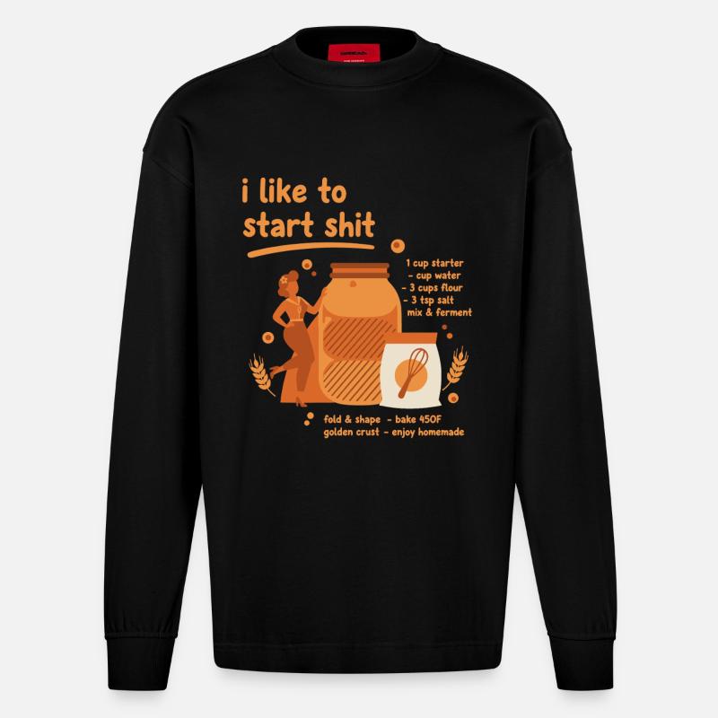 Sauerteigbrot Backbäcker Sauerteigstarter - Heavyweight Oversized Organic Langarmshirt Made in EU - SOLID BLACK