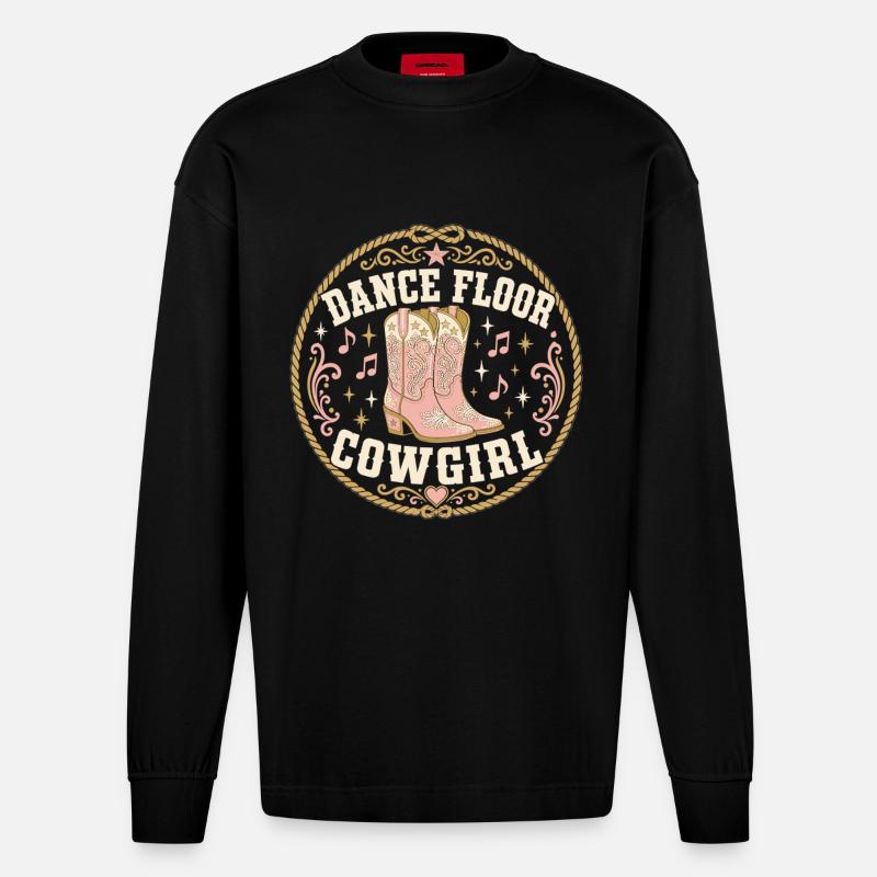 Dance Floor Western - Heavyweight Oversized Organic Langarmshirt Made in EU - SOLID BLACK