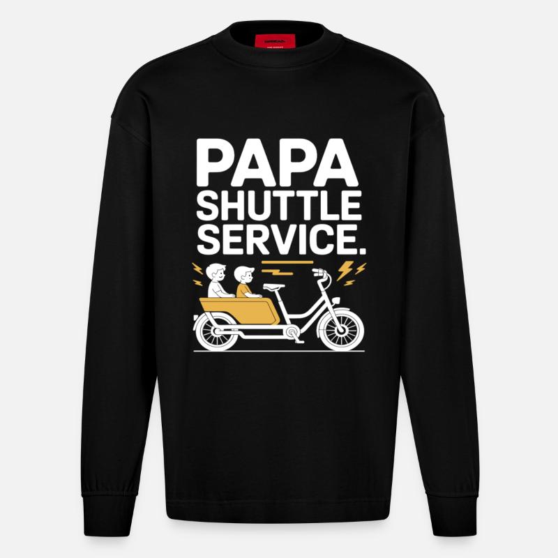 Papa Shuttle Service Vélo cargo Papa - Manches longues bio épais oversize fabriqué en UE - SOLID BLACK
