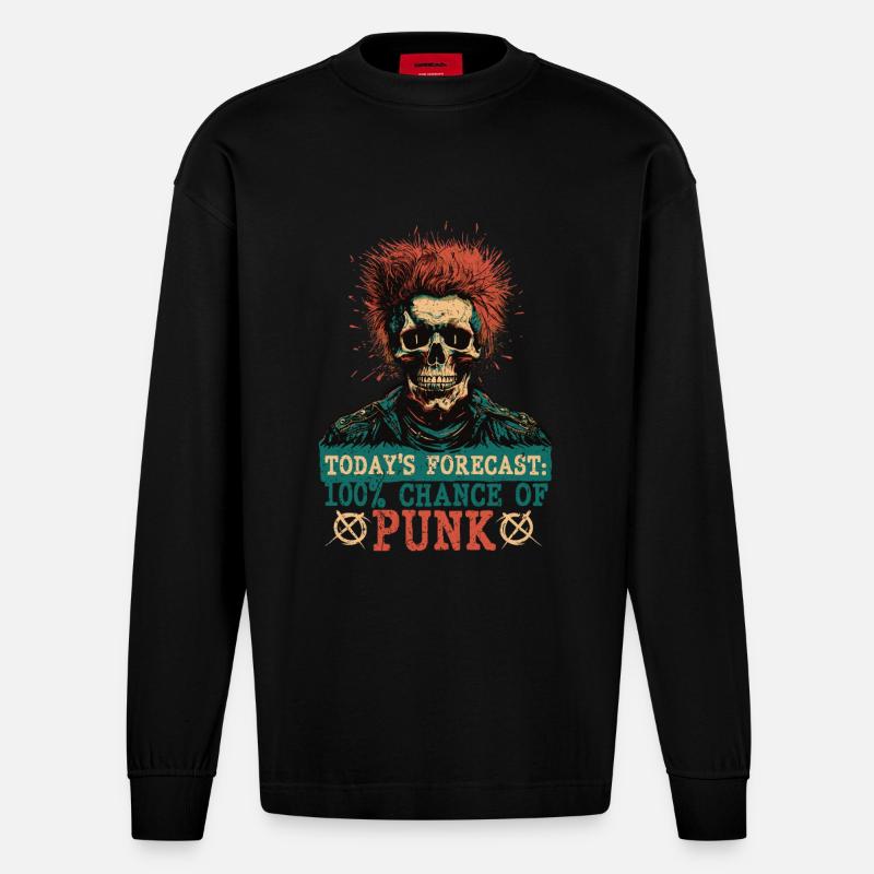 Punk For A Day - Heavyweight Oversized Organic Langarmshirt Made in EU - SOLID BLACK