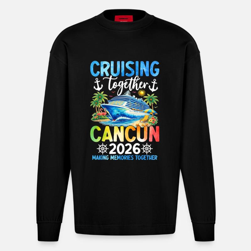 Croisière ensemble Cancún 2026 - Manches longues bio épais oversize fabriqué en UE - SOLID BLACK