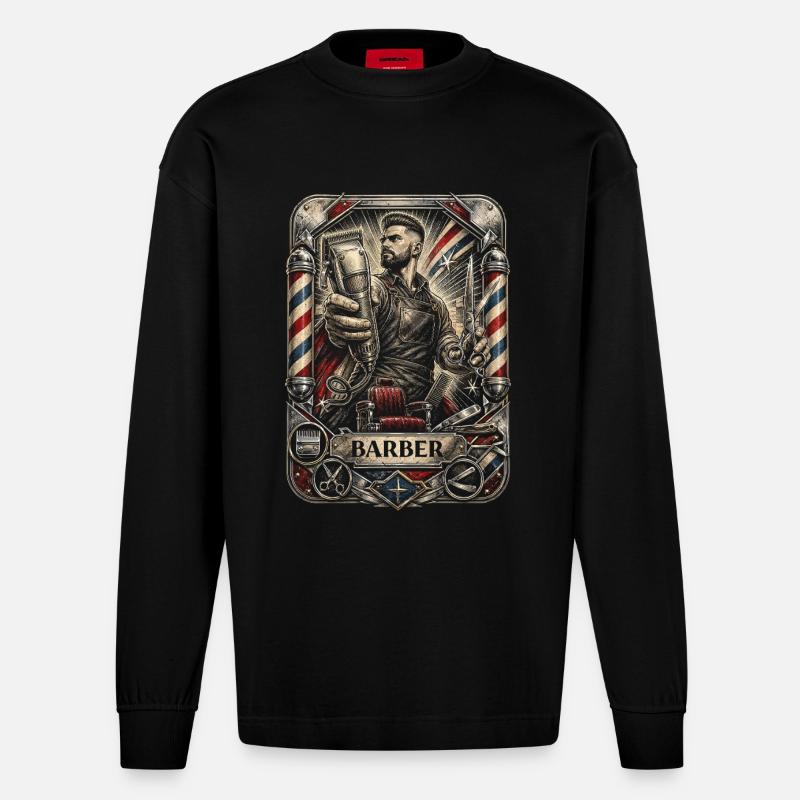 Barber Barbier - Manches longues bio épais oversize fabriqué en UE - SOLID BLACK