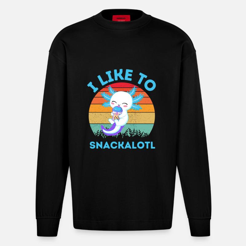 Bubble Tea à Snacks Kawaii - Manches longues bio épais oversize fabriqué en UE - SOLID BLACK