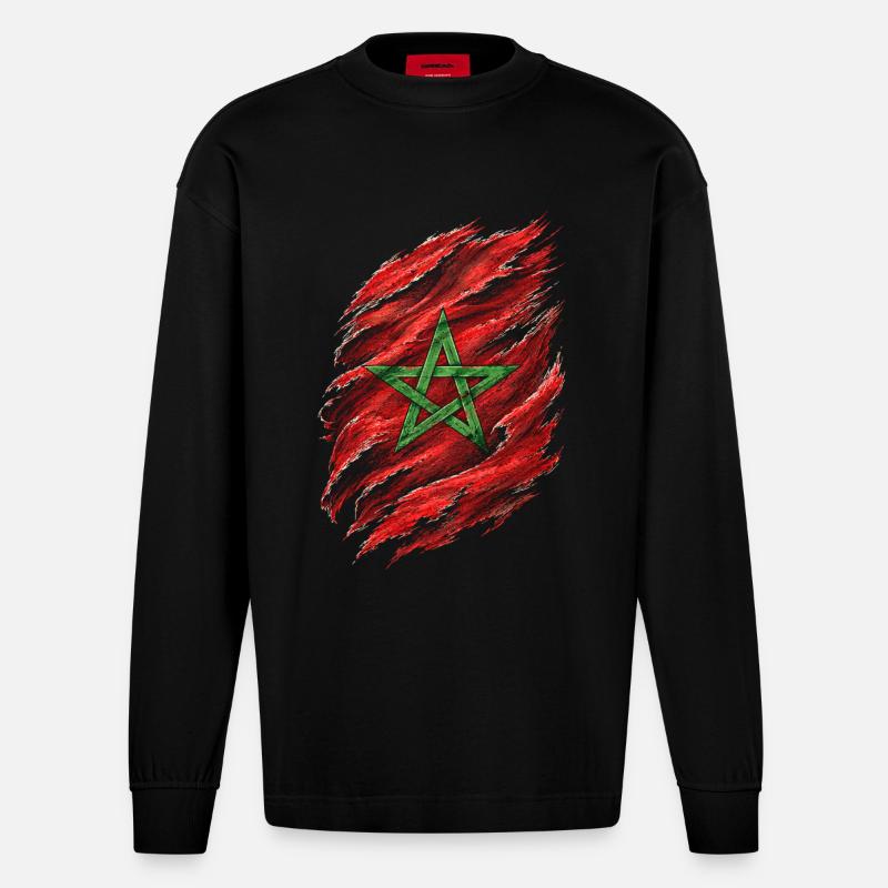 Moroccan Moroccan Moroccan - Heavyweight Oversized Organic Longsleeve Shirt Made in EU - SOLID BLACK