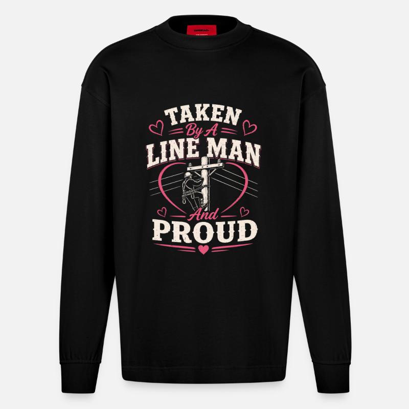 Épouse de Fier Lineman Câble - Manches longues bio épais oversize fabriqué en UE - SOLID BLACK