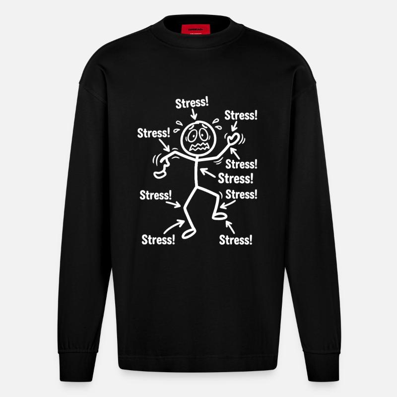 stress_figur_pfeile - Manches longues bio épais oversize fabriqué en UE - SOLID BLACK