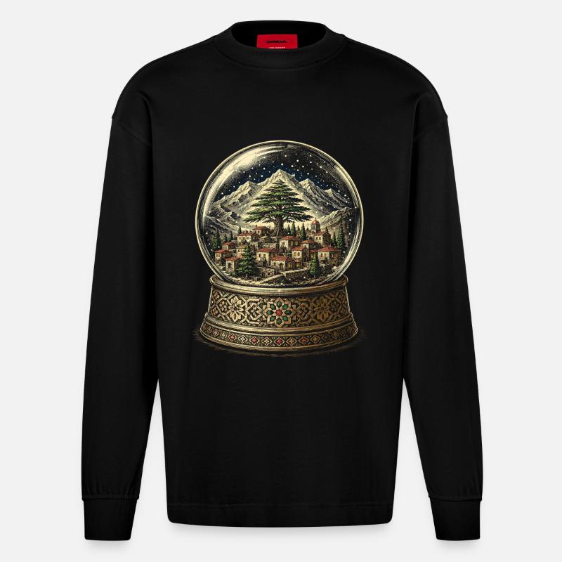 Libanon Libanese - Heavyweight Oversized Organic Langarmshirt Made in EU - SOLID BLACK