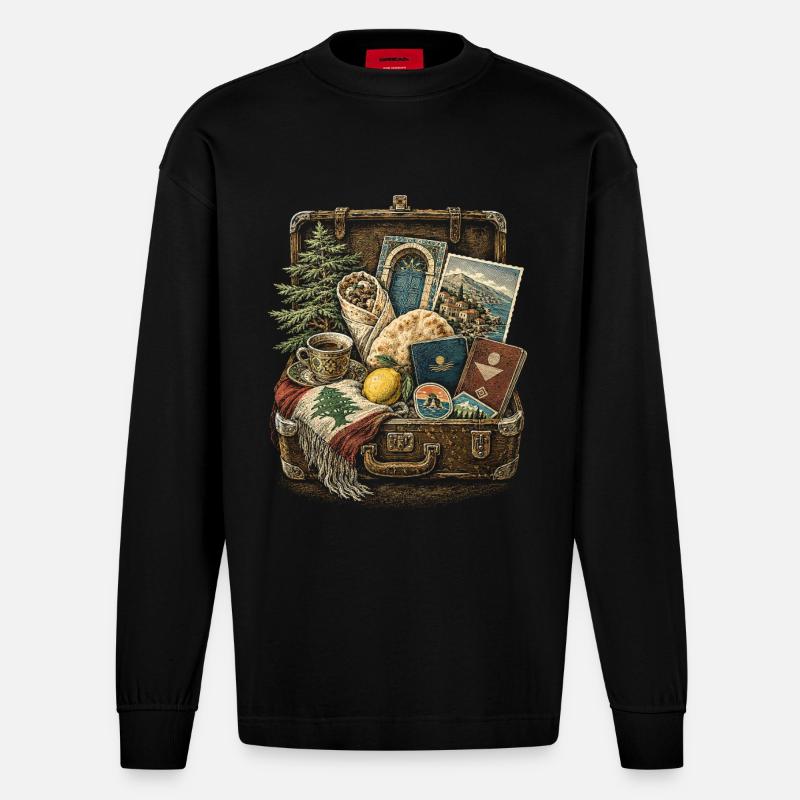Liban Libanais - Manches longues bio épais oversize fabriqué en UE - SOLID BLACK
