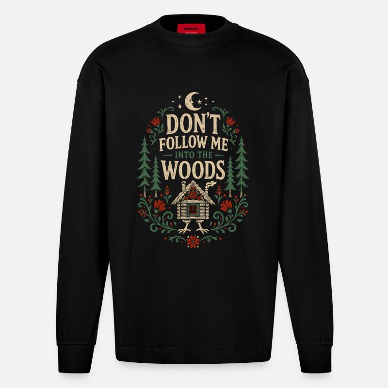 Ne me suis pas, Woods - Manches longues bio épais oversize fabriqué en UE - SOLID BLACK