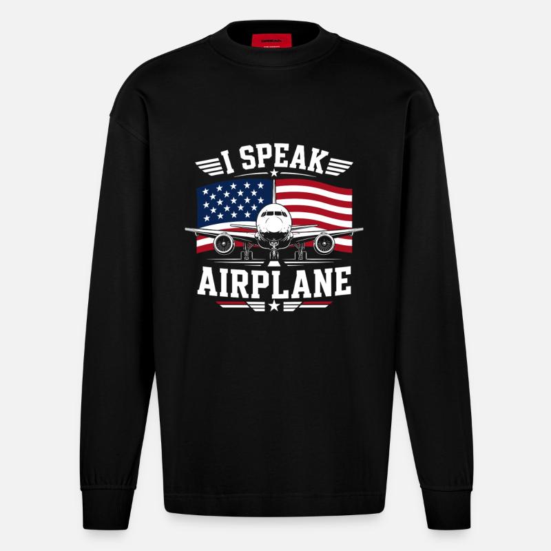 Flugzeug Wartung Techniker Luftfahrt - Heavyweight Oversized Organic Langarmshirt Made in EU - SOLID BLACK