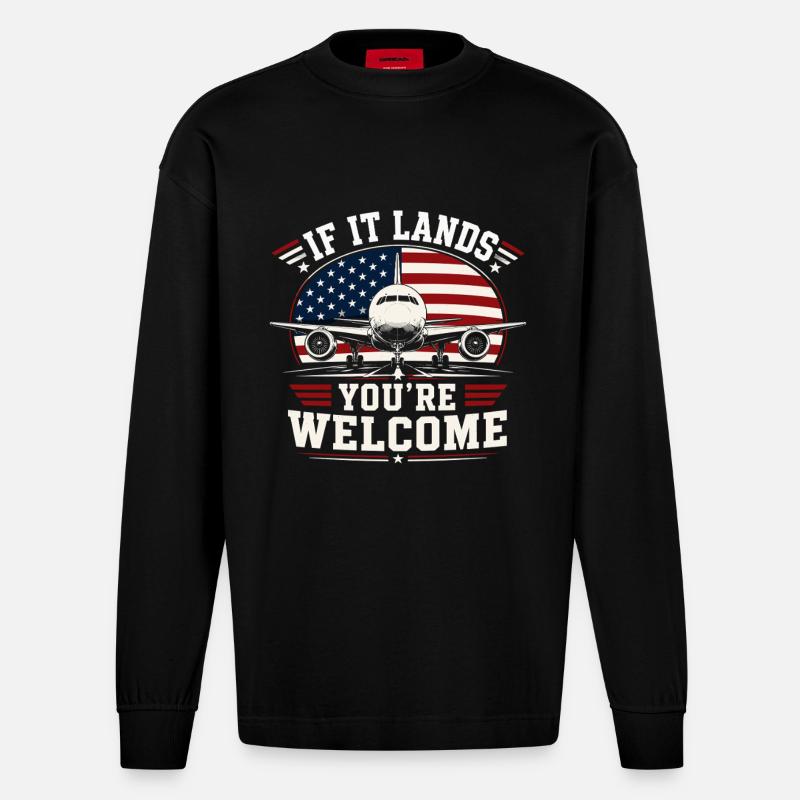 Luftfahrt Techniker Flugzeug Wartung - Heavyweight Oversized Organic Langarmshirt Made in EU - SOLID BLACK