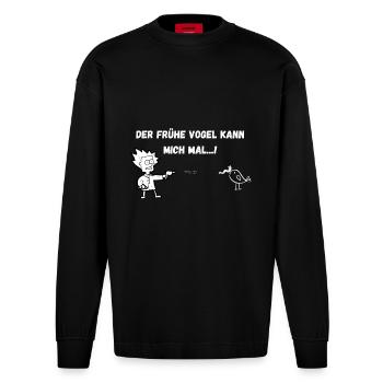 Le lève-tôt peut moi... ! - Manches longues bio épais oversize fabriqué en UE - SOLID BLACK - Devant