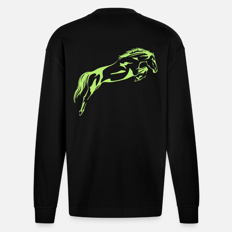 Springpferd - Heavyweight Oversized Organic Langarmshirt Made in EU - SOLID BLACK