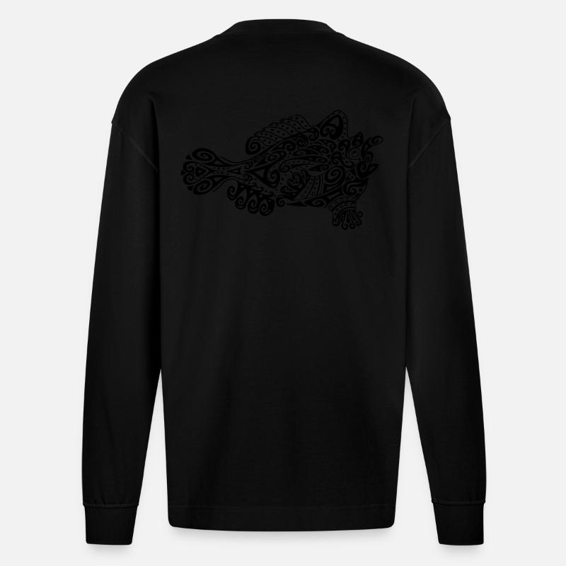 Little Cute Frogfish - Heavyweight Oversized Organic Langarmshirt Made in EU - SOLID BLACK