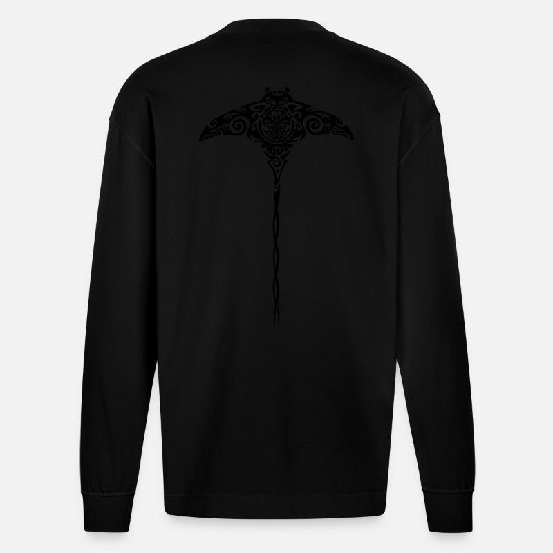 Aloha Ray - Heavyweight Oversized Organic Langarmshirt Made in EU - SOLID BLACK