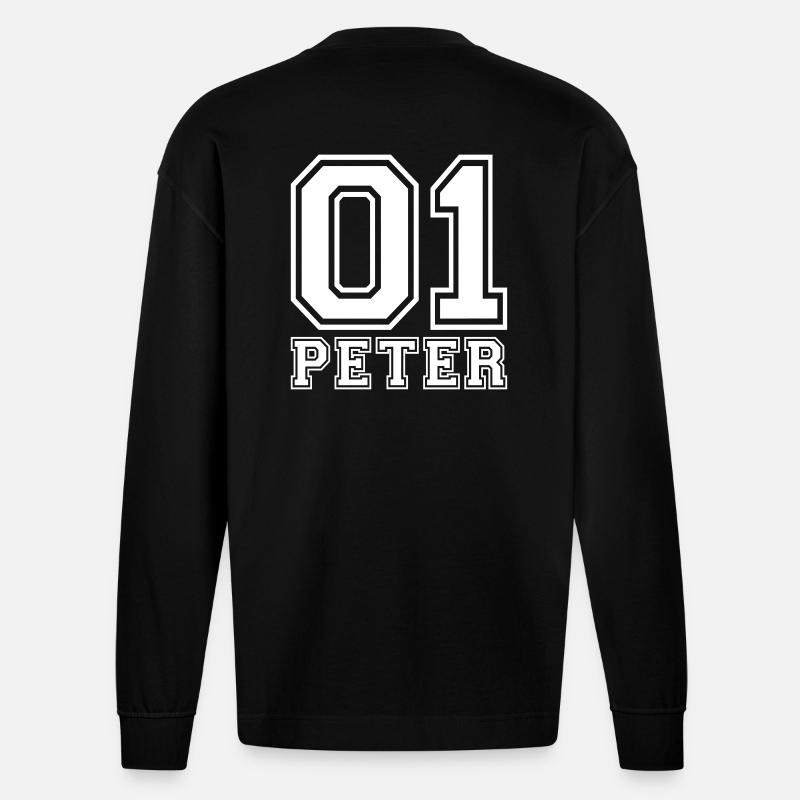 Peter - Name - Heavyweight Oversized Organic Langarmshirt Made in EU - SOLID BLACK