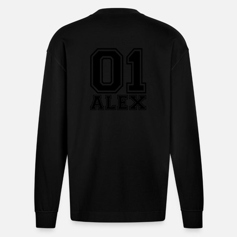 Alex - Name - Heavyweight Oversized Organic Langarmshirt Made in EU - SOLID BLACK