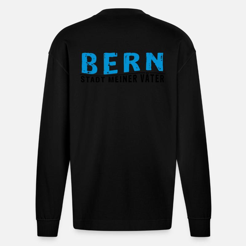 BERN - Stadt meiner Väter - Heavyweight Oversized Organic Langarmshirt Made in EU - SOLID BLACK