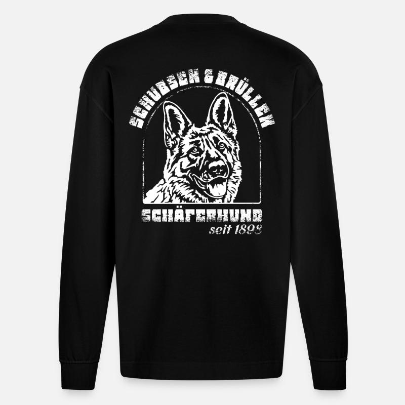 Schubsen und Brüllen Schäferhund - Heavyweight Oversized Organic Langarmshirt Made in EU - SOLID BLACK